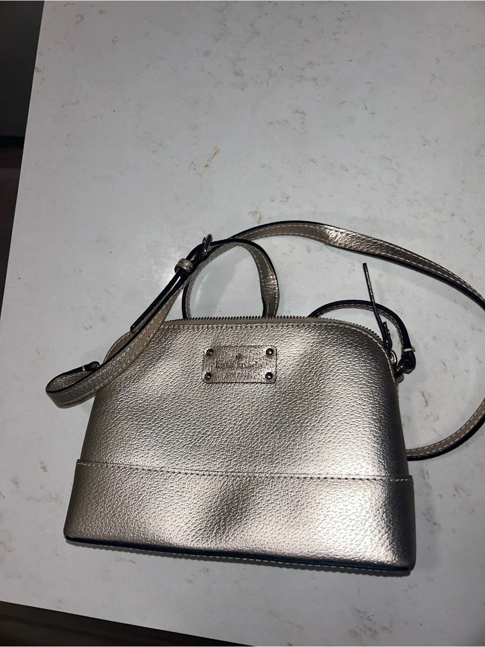 kate spade Metallic Gold Pebbled Leather Crossbody